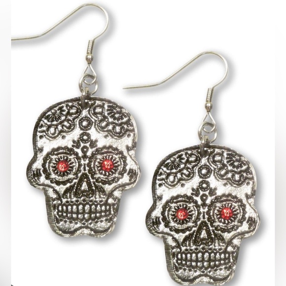 Lot of 2x [Spirit] & [Real Metal] Skull Gothic Drop Dangle Silver Earrings - Picture 2 of 12